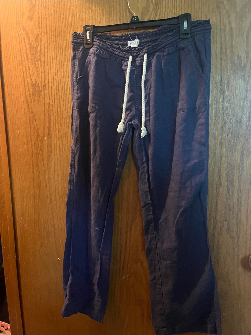 Navy Drawstring Pants - Picture 1 of 8